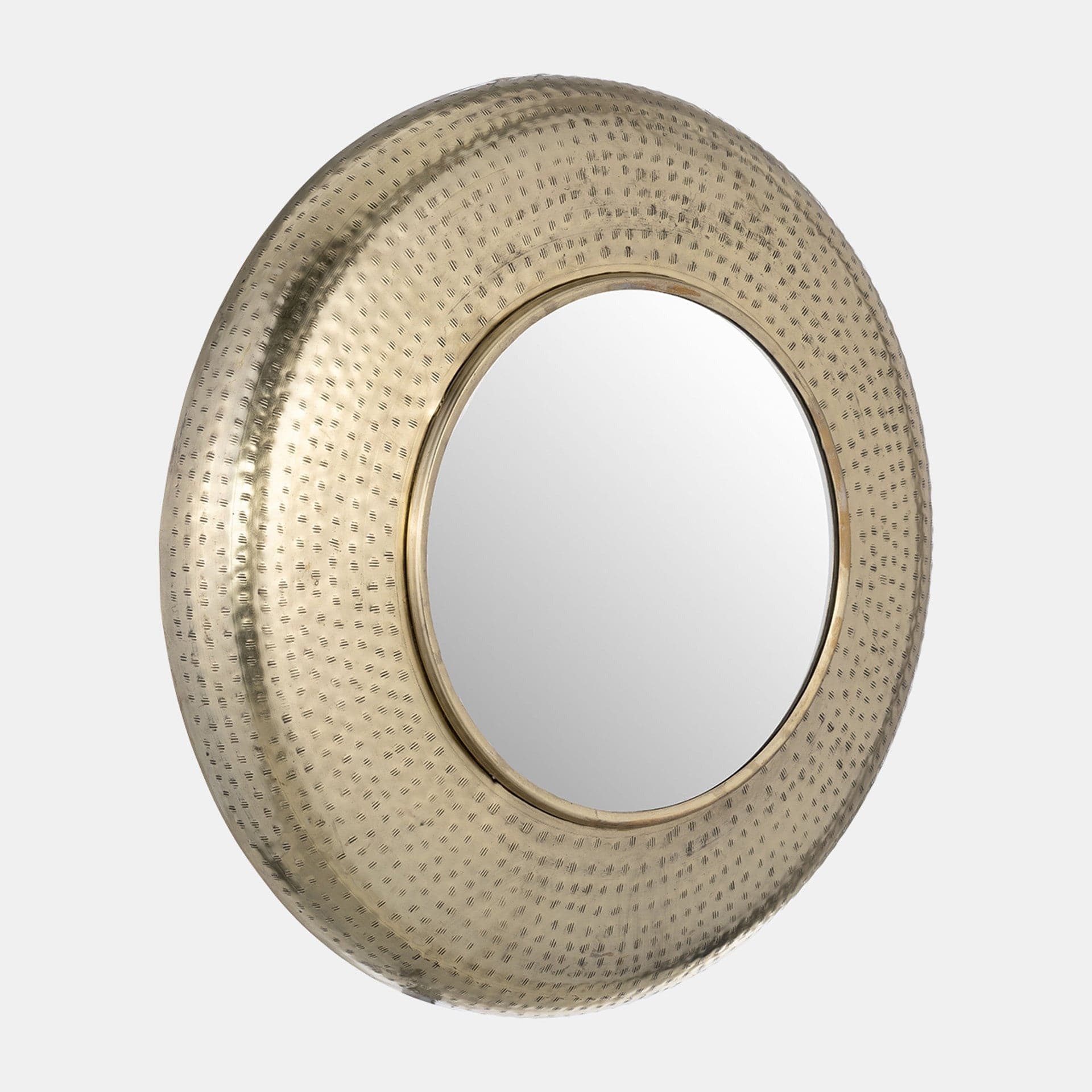 24" Hammered Metal Mirror in Gold - HER Home Design Boutique
